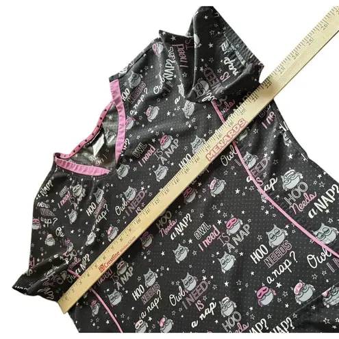 Heart soul Owl Scrub Top Women's Large Hoo Needs A Nap Print V-Neck Pink Black
