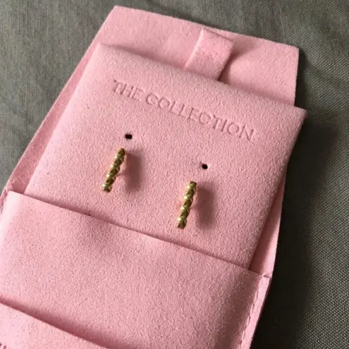 The Collection Ana Croissant Bar Stud 18kt Gold Earrings