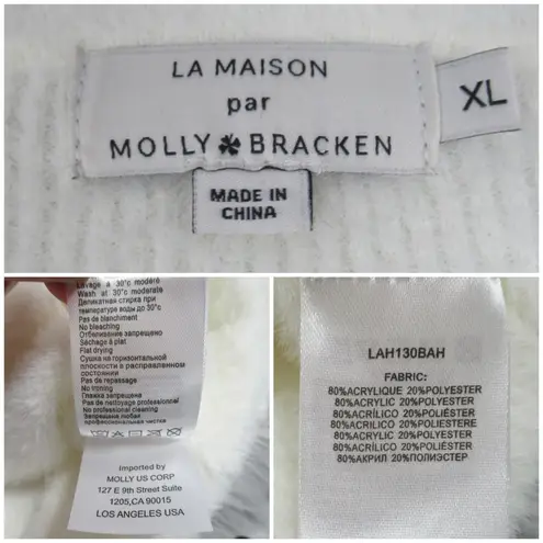 Molly Bracken LA MAISON x Cream Ribbed Cutout Crewneck Sweater Women’s Size XL