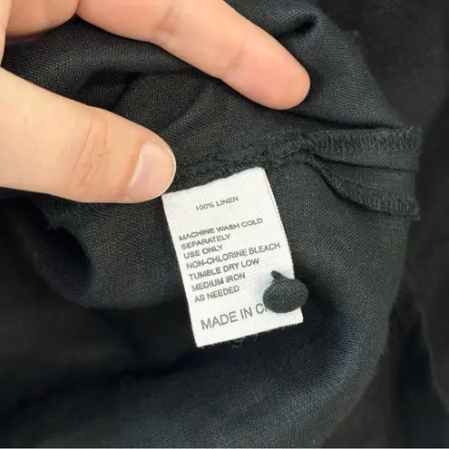 Trovata Birds of Paradise Women’s Small Bailey Linen Blouse Black Long Sleeve