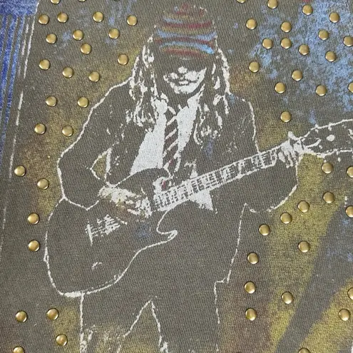 Lucky Brand  AC/DC Studded Cotton Boyfriend Graphic Band Tee T-Shirt XXL Retro