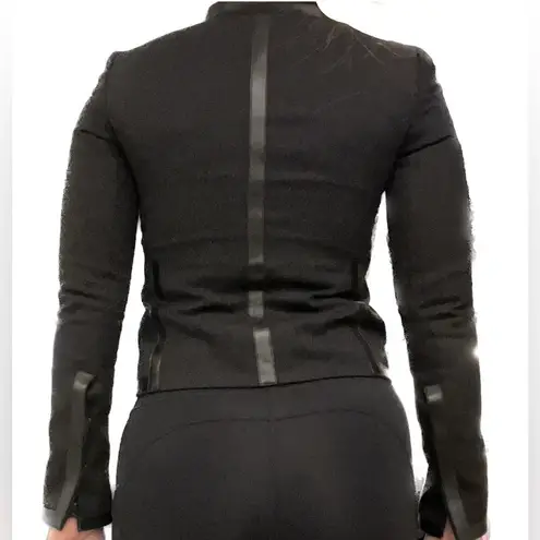 Akris Bergdorf Goodman Black Leather Trim Moto jacket