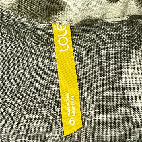 Lole ' Khaki Green Tie Dye Flowers Sleeveless Linen Blend Dress Women's Size 6