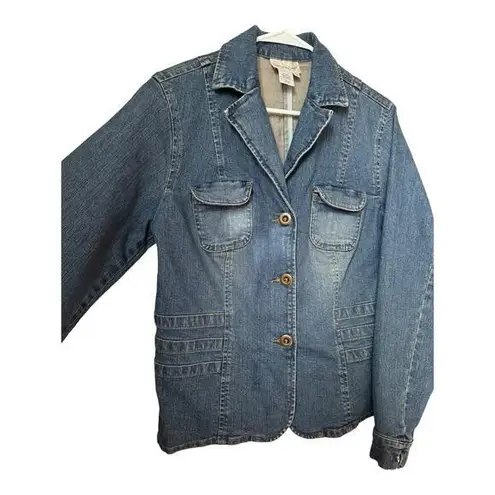 Coldwater Creek Denim blue blazer jacket 3 button closing by size Medium