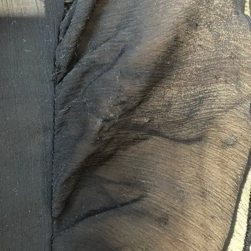 Metro 7 Cap Sleeve Sheer Ruffled Top size XL Black