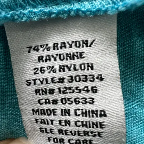 Habitat Clothes to Live In Turquoise Button Front Textured Shirt Large Rayon