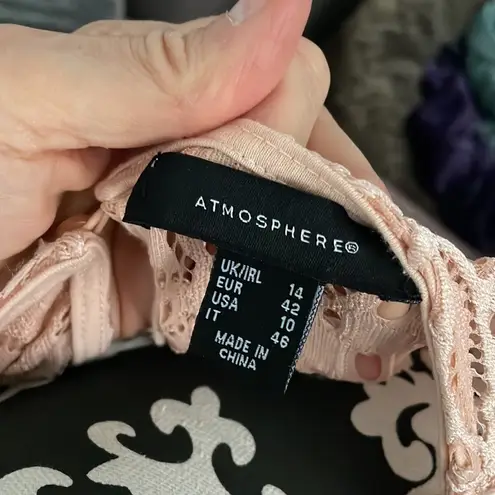 Atmosphere Pink Salmon See Through 3/4 Sleeve Top Size 10