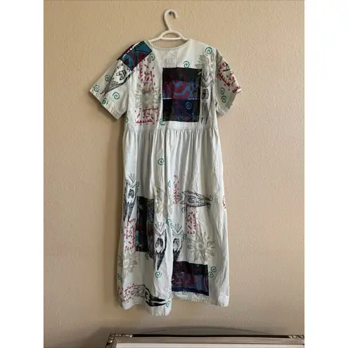 Vtg 1990's VC TORIAS Hand Painted Floral Art To Wear Denim Maxi Dress OS Teacher Size undefined