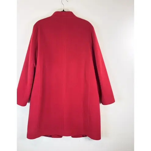 Cinzia Rocca Womens Jacket Red Wool Pea Coat Long Sleeve Italian Designer Large