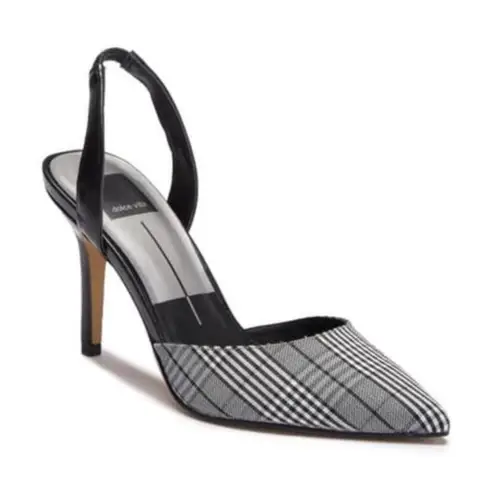Dolce Vita Plaid Slingback Heels 6.5 Black
