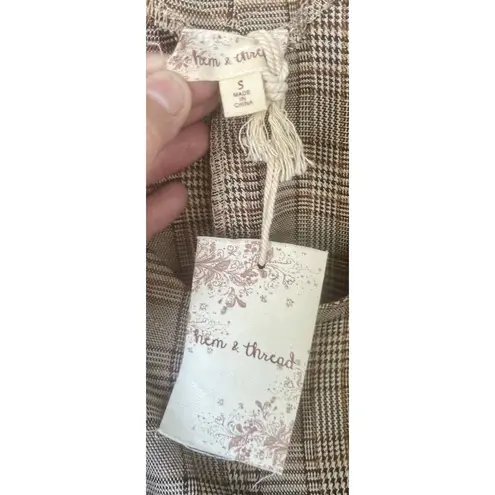 Hem & Thread Brown Jumpsuit Women’s Small S Plaid Overall Jumpsuit New W Tags