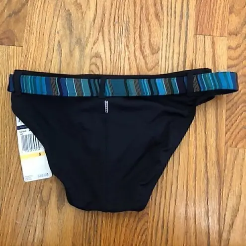 Anne cole NEW NWT  Black Blue Metallic Copper ? Belted Swim Bikini Bottom Small S