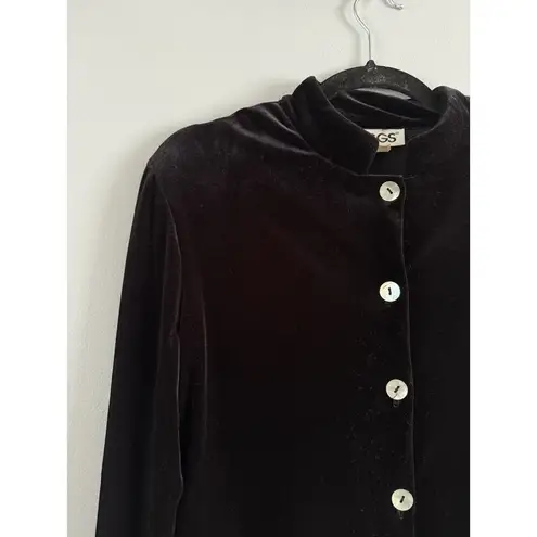 Blair Black Velvet Cropped Button Front Blouse Size Small Whimsygoth Retro Witch