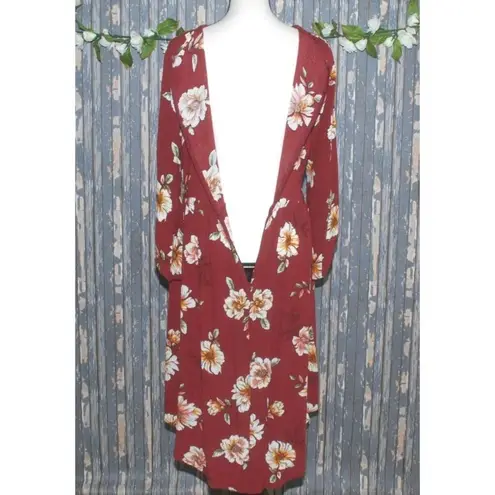 Stevie Hender Floral Dress Size L Midi Half Bell Sleeve Zip Back Boho Sheath