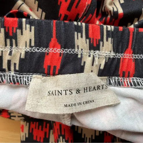 Saints & Hearts Flare Leg Bell Bottom Aztec Print Pants Size Small