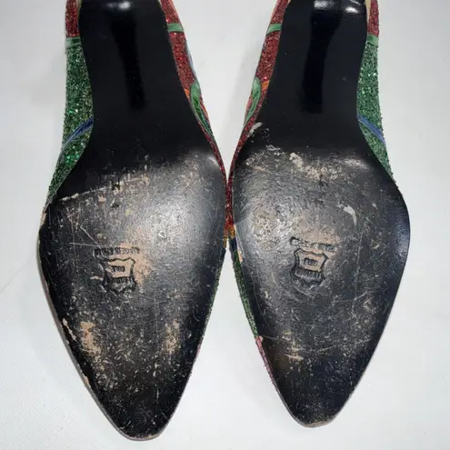 Vintage Margaret Jerrold Retro Holiday Party Glitter Jeweled Pumps Heels Shoes 7