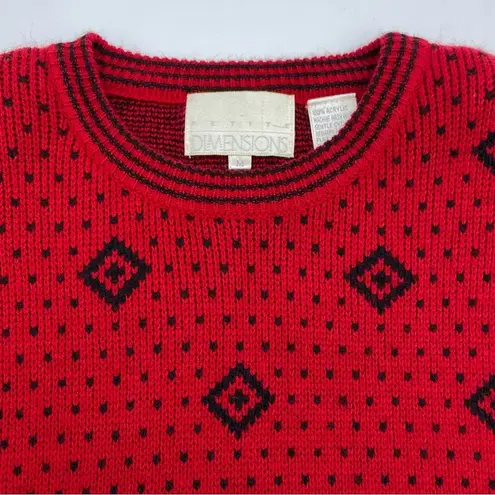 Black Diamond Vintage Sweater Women's Red  Pattern Funky Retro Petite Medium‎