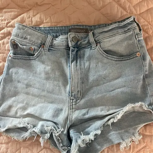 Just USA Blue Jean Shorts with Distressed Hem