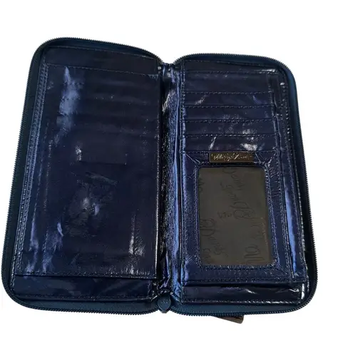 Whiting & Davis Vintage Sparkle Chain Mesh Zip-Around Wallet Midnight Blue