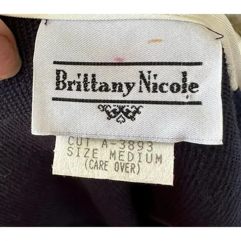 Brittney Nicole Cardigan Blazer Vintage 80’s Sailor Floral Blue Pearl Button M Size M - Image 7