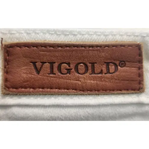 Vigold White Denim Capri Pants Rhinestone Pockets Cuffed Hem Size 20