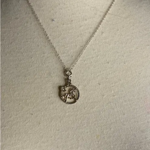 None Sterling Silver Unicorn Pendant Necklace Equine Charm 18” Chain