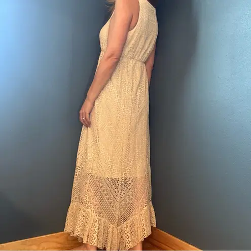 Solitaire Bohemian Cream Lace Knit Maxi Dress size M