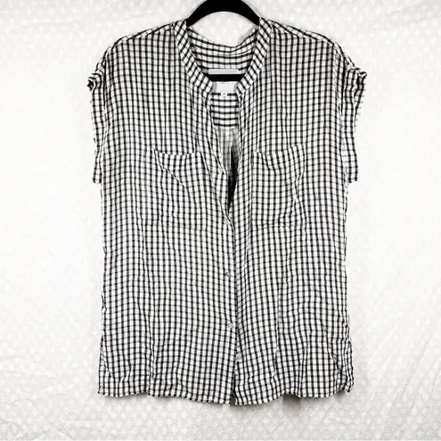 Rails Black Gingham Mel Button Up Short Sleeve Top