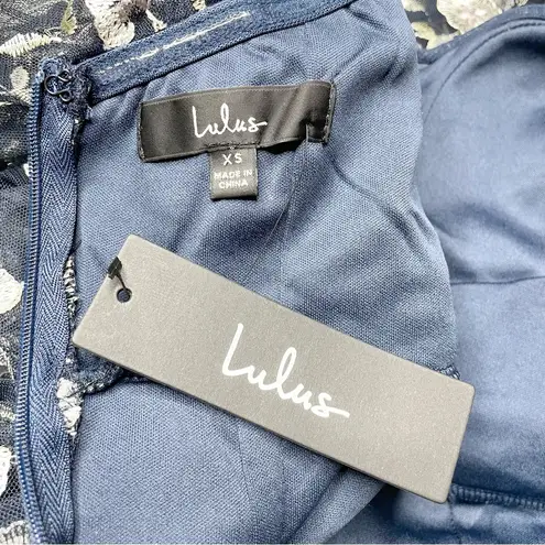 Lulus Whimsical Allure Navy Mesh Embroidered One