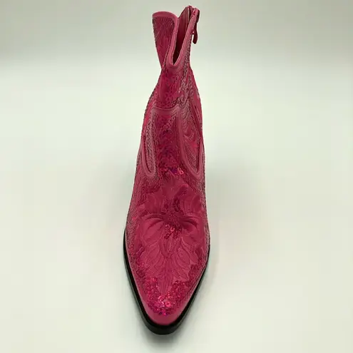 Helen’s Heart Fuschia Short Bling & Embroidered Boots Size 10 Pink