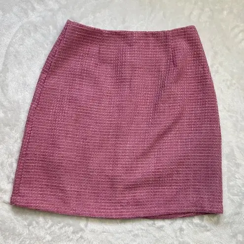 Pink Lily  Women's Zipper Back Closure Rayon Lined Pink Tweed Pencil Skirt Size S