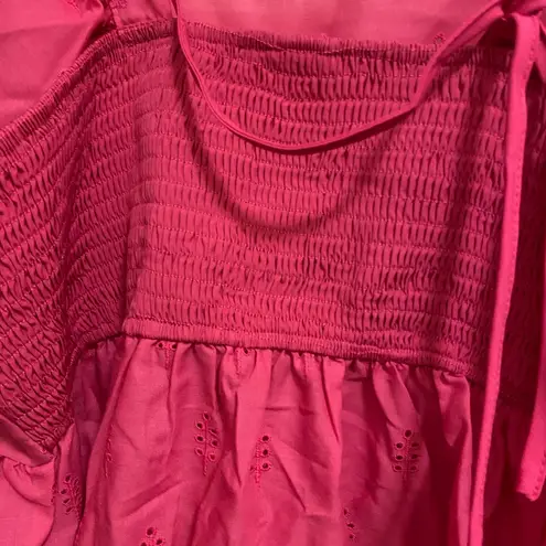 Womens Hot Bubblegum Pink Eyelet Tank Top XL Bust 40” 42” 44” Beach Barbie