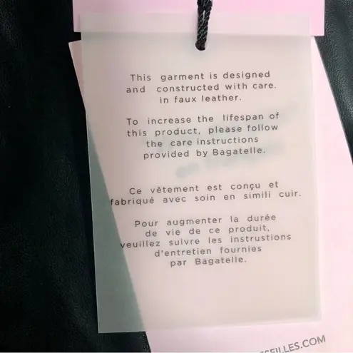 Avec Les Filles NWT Faux Leather Black Crop Top Smocked Puffy Balloon Sleeves M