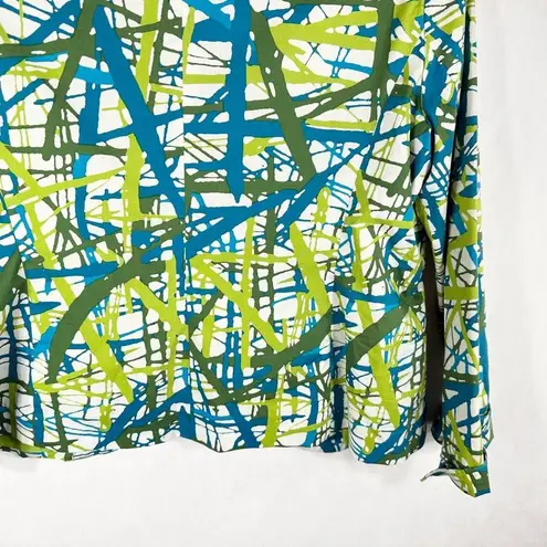 Neiman Marcus Medium Blazer Jacket Blue Green White Lined Open Women Stretch 875