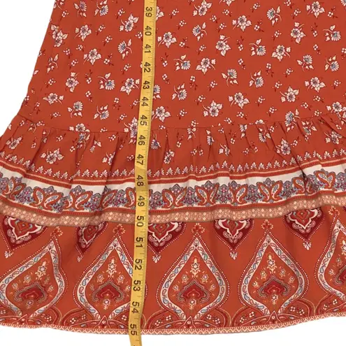 Medium Fall Maxi Dress Long Boho Medium Wrap Dress Cottage Prairie Orange Dress