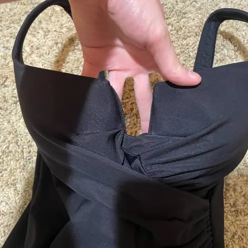 MiracleSuit Ruched One Piece Swimsuit Notched Neckline Black