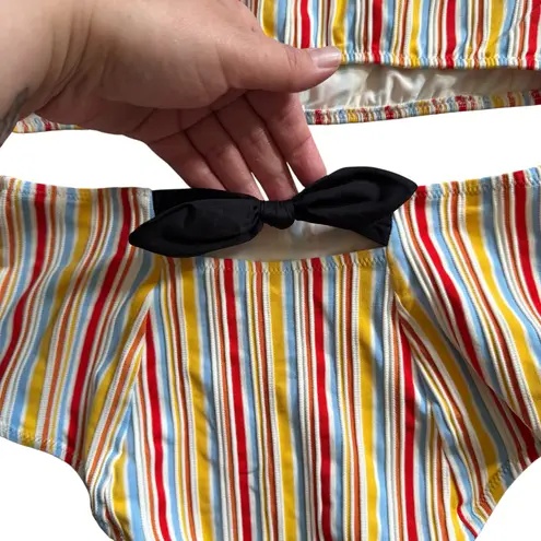 Lemlem Mokati Pouf Bikini Swimsuit High Waisted Bottoms Lemon Zest Stripe Small - Image 14