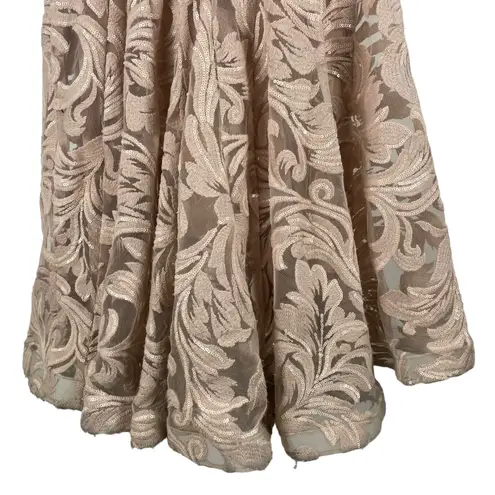 Nicole Bakti Sequin Embroidered Evening Gown Dress Dusty Rose Pink Size 6