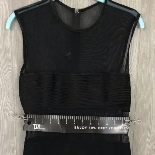 Black sheer mesh top little black dress w/ sheer band maxi sleeveless formal dre Size M