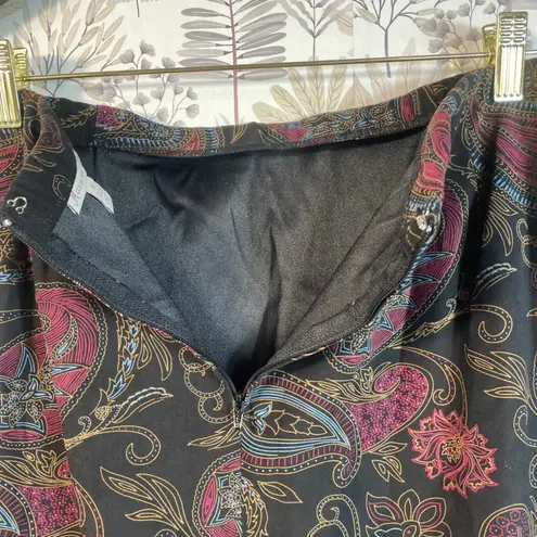 JM Collection Petite Paisley Madi Skirt Size 10P Black Multi Lined – 32" Length