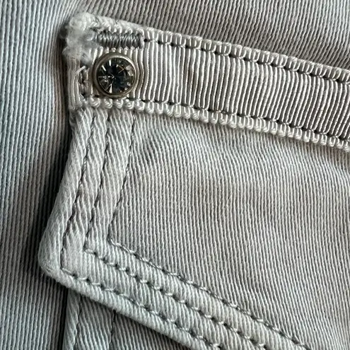 White House | Black Market  embellished taupe/silver Slim Crop jeans, EUC size 6