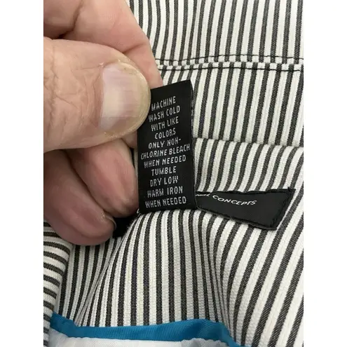 Womans Inc. Woman 18 W White Black Stripe 3/4 Sleeve Scrunched Lined Blazer Size 18W