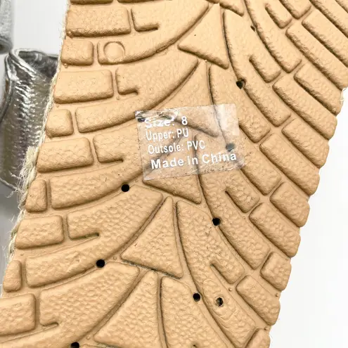 Olivia Miller Womens 8 Slide Sandal Silver Metallic Espadrille Platform Summer