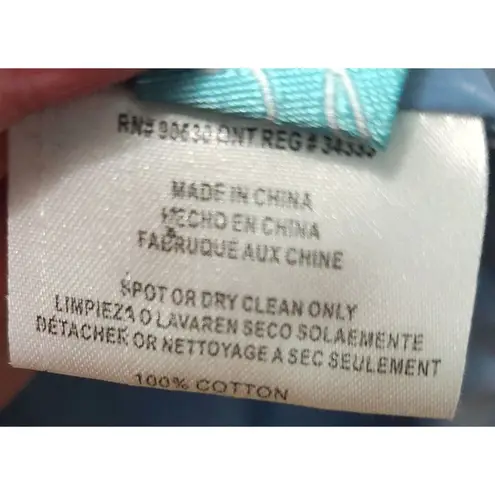 Isabella's Journey Vintage Denim Blue Long Coat with Brown Embroidered L/XL Size L