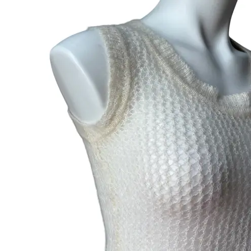 Hugo Boss Open Knit Ecru Vest Tank Angora/Mohair Honeycomb, Sz S
