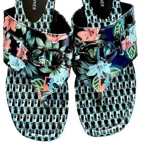 EUC Donald J. Pliner Leather Kent Sandals Tropical Floral Size 11
