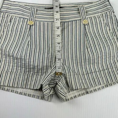 BCBG Maxazria Blue Striped Low Rise Shorts Size 0 Pleated Front Cuffed