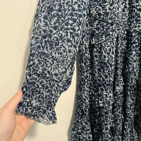 Boden Ruffle Open Back Mini Dress in Blue Quarry Abstract‎ Vine Size 4R