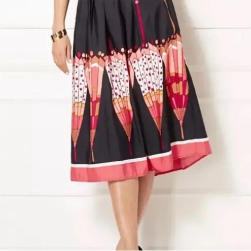 Eva Mendes Retro Pinup Umbrella Midi Skirt Sz 0 NWT Black