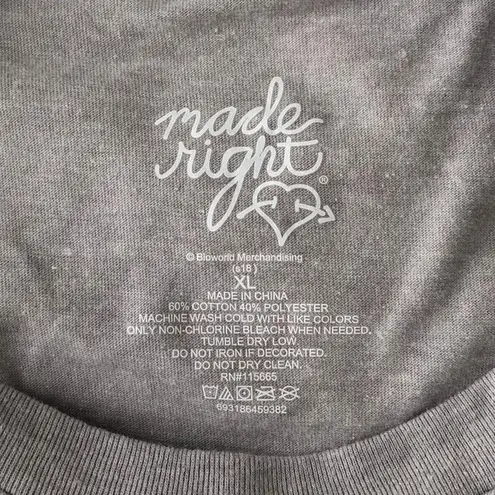 Made Right New No Worries Rainbow Tie Hem Cropped Tee Graphic Long Sleeve T-Shirt Grey